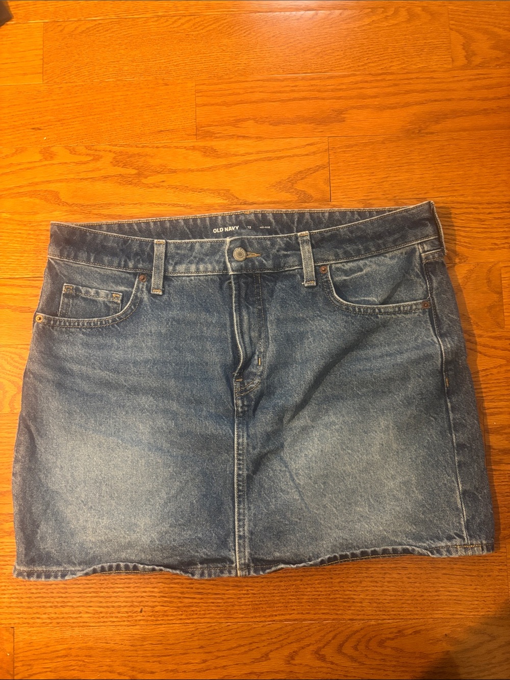 Old Navy faded blue denim mini skirt